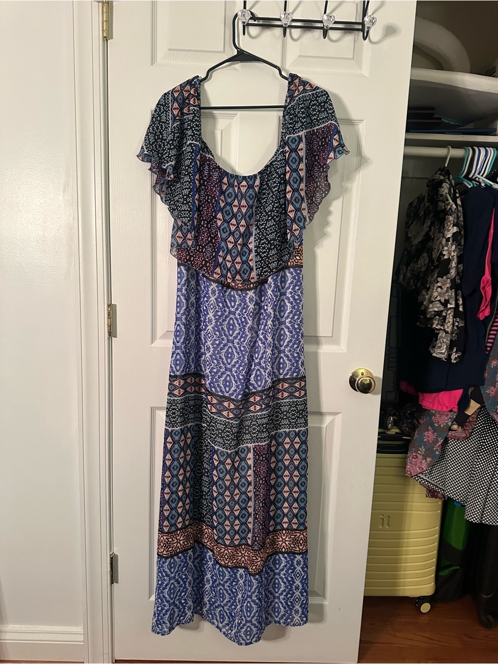 Bohemian Blue & Navy Patterned Maxi Dress